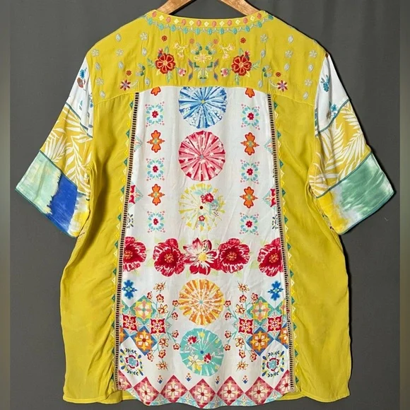 John Mark Women's M Colorful Multi Pattern Blouse - Picture 2 of 7